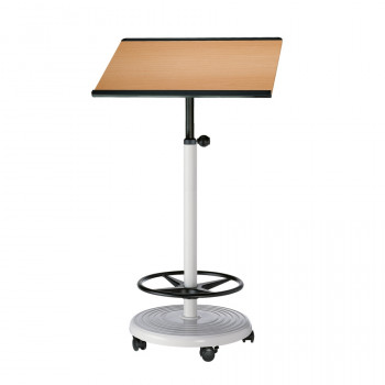 officeplus Stehpult Rolls Comfort, Gestell lichtgrau, höhenverstellbar, auf Rollen, kippsicher, Tischplatte halbrund oder rechteckig, Dekor wählbar